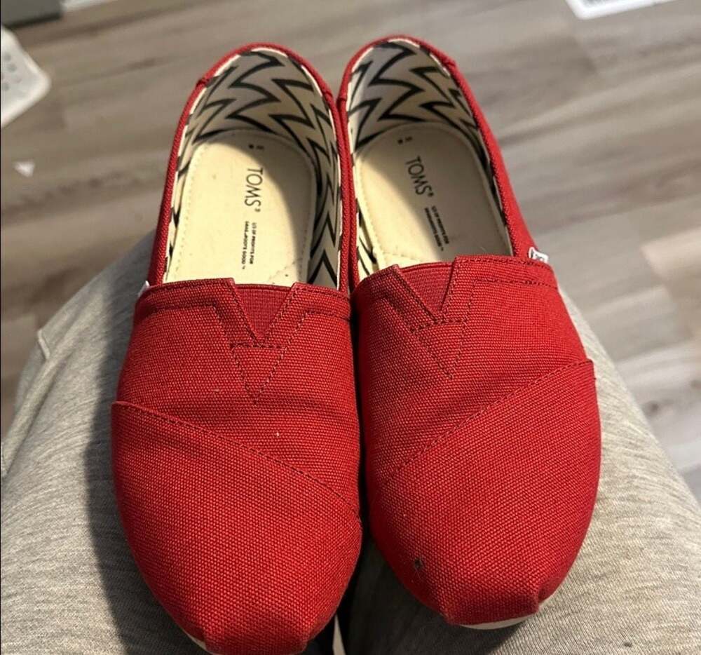 TOMS Women's Red Heritage Canvas Alpargata Slip-On Flats